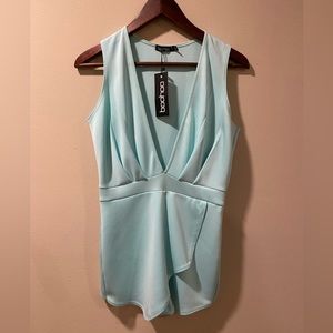 Boohoo Lena Deep Plunge Skort Playsuit UK 10/US 6